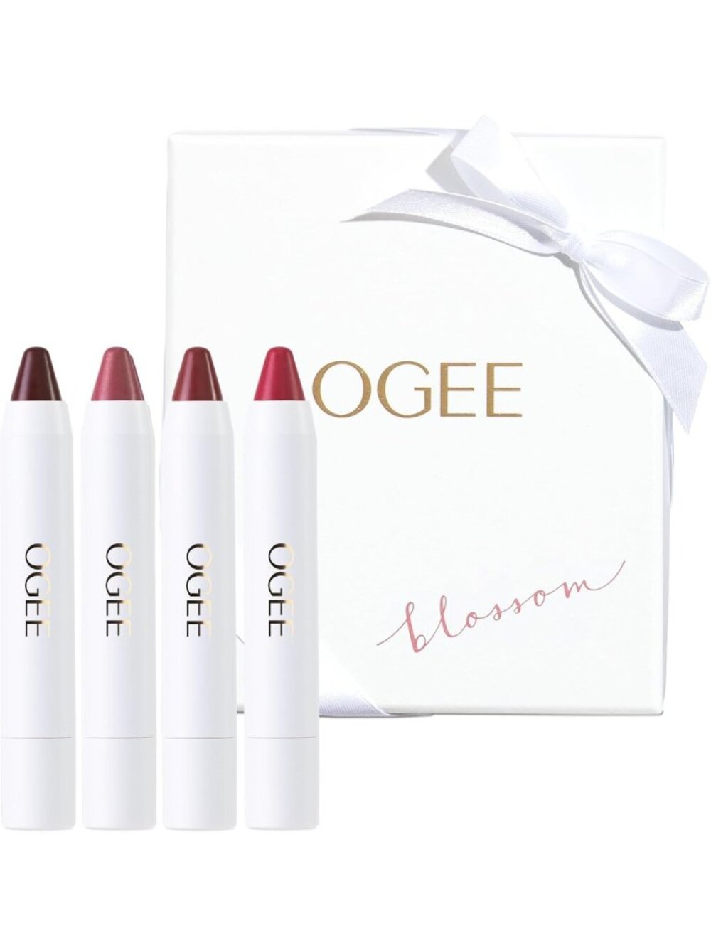 Tinted Sculpted Lip Oil Set - 4 Piece Gift Set in Blossom for Hydrated Lips